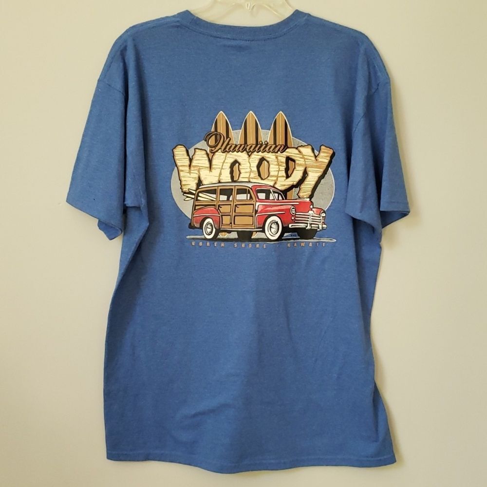 Alstyle Tee Mens Large Hawaiian Woody Wagon Graphic T-Shirt Surfboard